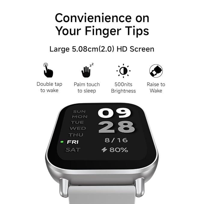 Redmi Watch 5 Active BT Calling with 3mic ENC|2" HD Screen|HyperOS connectivity|Metal body|18 days of Battery Life|200+ Watch Faces|IPX8 rating|140+ Sports Modes|Heart Rate,Period Cycle Monitor|Silver - Image 4