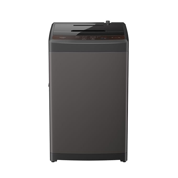 Haier 8 Kg 5 Star Fully Automatic Top Load Washing Machine with Oceanus Wave Drum, Magic Filter, 8 Wash Programs (HWM80-AE, Titanium Grey, Stainless Steel Drum, 15 Mins Quick Wash)