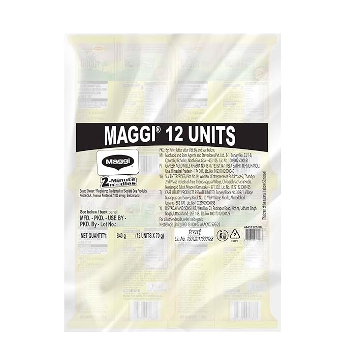 MAGGI 2-Minute Instant Noodles,Masala Noodles With Goodness Of Iron,Made With Choicest Quality Spices,Favourite Masala Taste, 840g Pouch (Pack of 12, 70 g each) - Image 3
