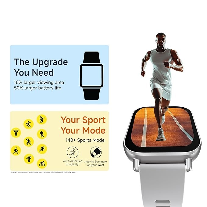 Redmi Watch 5 Active BT Calling with 3mic ENC|2" HD Screen|HyperOS connectivity|Metal body|18 days of Battery Life|200+ Watch Faces|IPX8 rating|140+ Sports Modes|Heart Rate,Period Cycle Monitor|Silver - Image 5