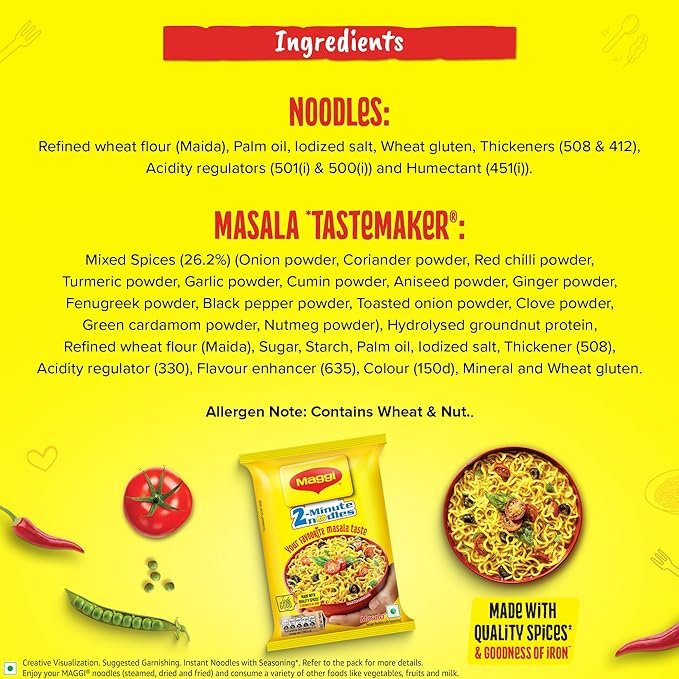 MAGGI 2-Minute Instant Noodles,Masala Noodles With Goodness Of Iron,Made With Choicest Quality Spices,Favourite Masala Taste, 840g Pouch (Pack of 12, 70 g each) - Image 2